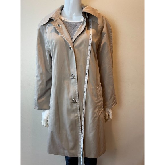 London Fog Womens Hooded Trench Mac Coat 572236SC Buckle Front Cream Size Large - Picture 3 of 7